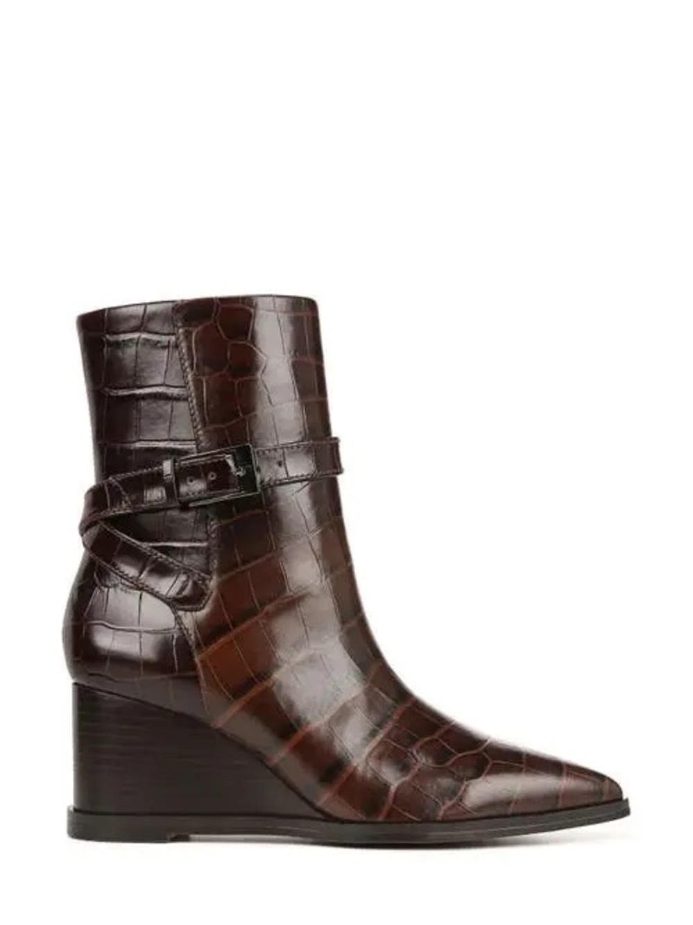 New Franco Sarto Brown Heeled Boots with Croc Embossed Design women’s size 9.5